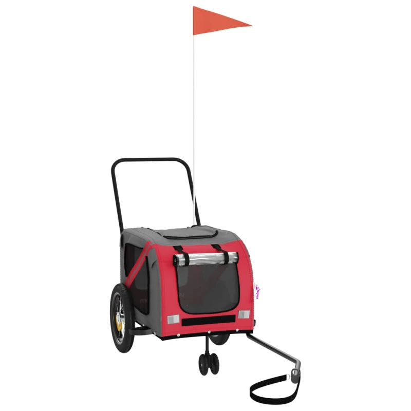 Image of vidaXL Pet Bike Trailer Red and Black Oxford Fabric and Iron, Red 93887