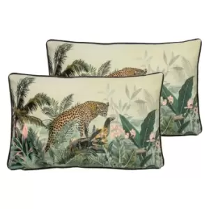 Image of Evans Lichfield Manyara Twin Pack Polyester Filled Cushions Leopard