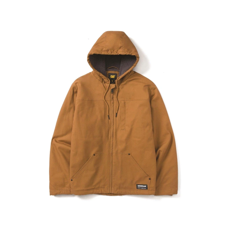 Image of Caterpillar Hooded Sherpa Lined Jacket Gold