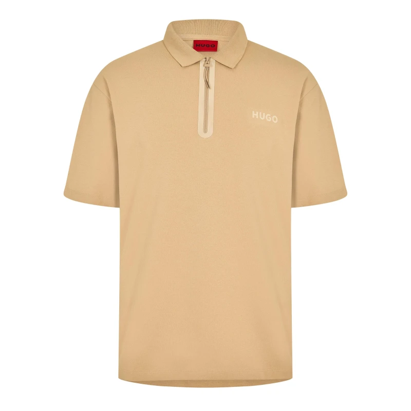 Image of Hugo Mens Dubilo Short Sleeve Polo Shirt Medium Beige male S