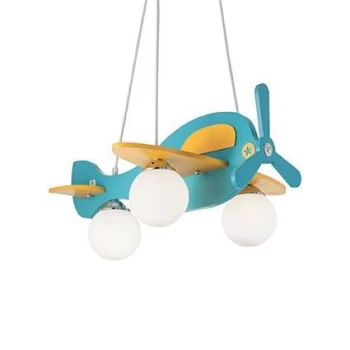 Image of Avion Blue And Yellow Aeroplane Pendant, E14