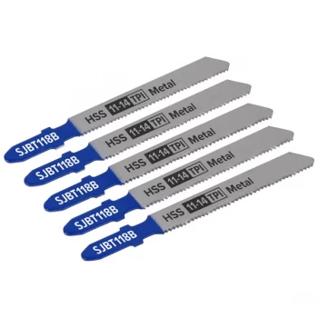 image of Sealey SJBT118B Jigsaw Blade Metal 92mm 11-14tpi - Pack of 5