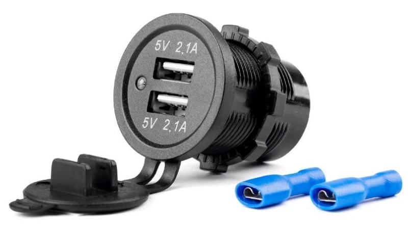 Image of AMiO 02854 Car mobile phone charger with cap, Number of inlets/outlets: 2 Aluminium Car mobile phone charger (100026)