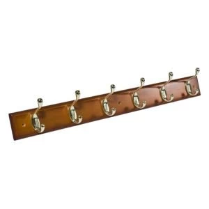 image of BQ Antique pine brass effect Hook rail H15mm W70mm L685mm