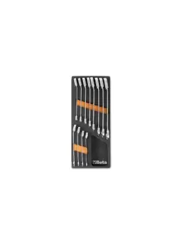Image of Beta Tools M45 12pc Ratchet Combination Spanner Set Soft Tray for Roller Cabs