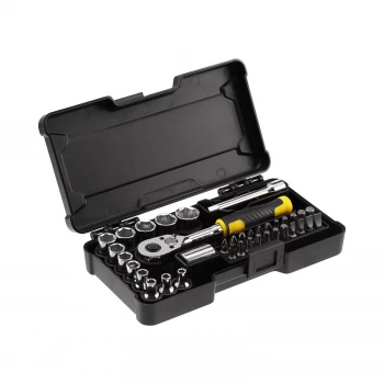 image of STANLEY Compact 1/4 72 Tooth Ratchet and Socket Set with 37 accessories (STMT82672-0)