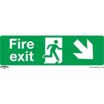 image of Safety Sign - Fire Exit (Down Right) - Self-Adhesive Vinyl - Sealey