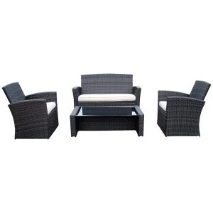 Image of Charles Bentley Deluxe Rattan-Effect 4 Piece Garden Furniture Set - Brown
