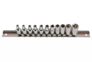 image of Laser Tools 3399 Socket Set on Rail - BA 1/4"D 11pc Chrome Vanadium