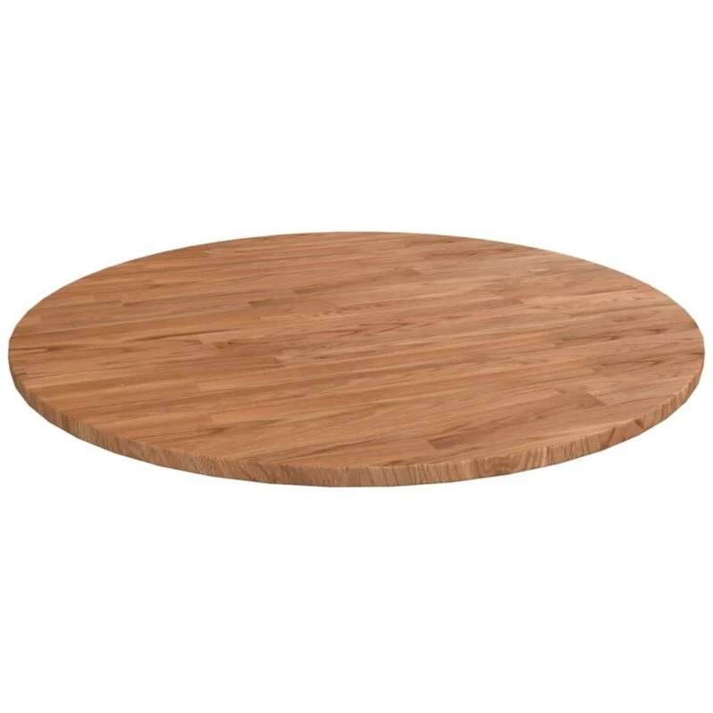 Image of Vidaxl Round Table Top Light Brown Ã?80X1.5cm Treated Solid Wood Oak, Brown 342963