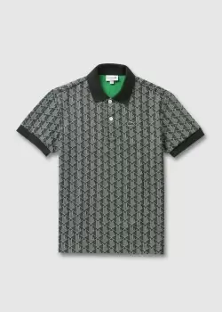 image of Lacoste Mens Monogram Polo Shirt In Green