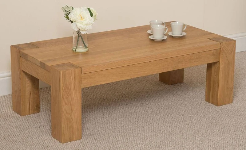 Image of Thats Furniture Kuba Chunky Large Oak Coffee Table for Living Room in Light Oak Light Oak Unisex
