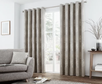 image of Curtina Elmwood Lined Curtains - 168x183cm - Stone