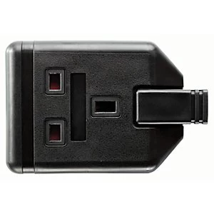 image of Masterplug 13A Single Rewireable Trailing Socket - Black