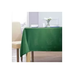 Image of Damask Rose Tablecloth 70x108 Rectangle For Dining Table Easycare - Forest Green