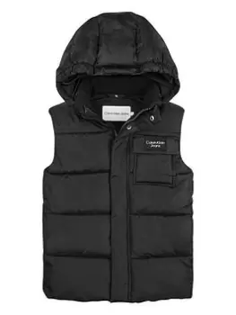 Image of Calvin Klein Jeans Boys Hooded Gilet - Black, Size Age: 12 Years