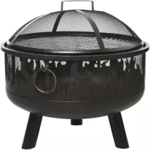 Image of Outsunny 61.5cm 2-In-1 Outdoor Fire Pit & Firewood BBQ Garden Cooker Heater