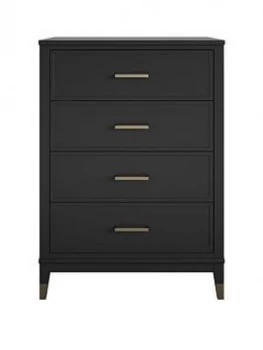 image of Cosmoliving Westerleigh 4 Drawer Chest - Black/Gold