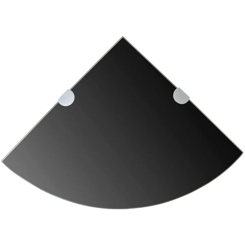 Image of VIDAXL Corner Shelf with Chrome Supports Glass Black 35x35cm Vidaxl 243856