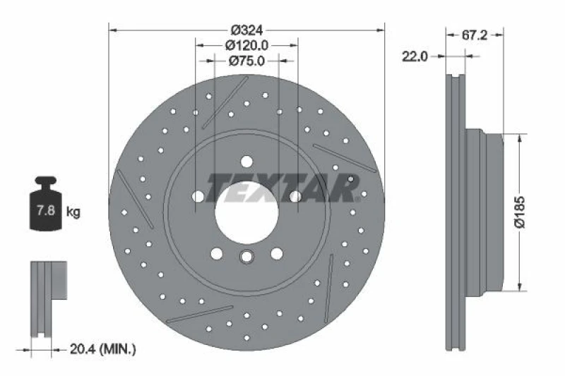 Image of Brake disc TEXTAR 92231203