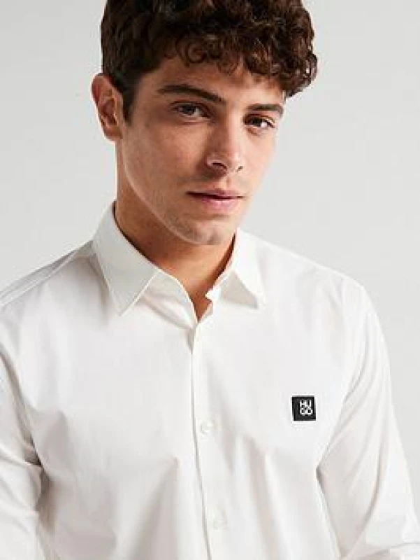 Image of HUGO Ermo mens Long sleeved Shirt in White