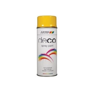 image of PlastiKote Deco Spray Paint High Gloss RAL 1021 Rapeseed Yellow 400ml