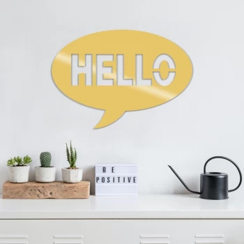Image of Hello Metal Decor - Gold Gold Decorative Metal Wall Accessory