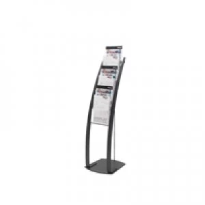 image of Deflecto Black Six Pocket Literature Floor Stand 693104