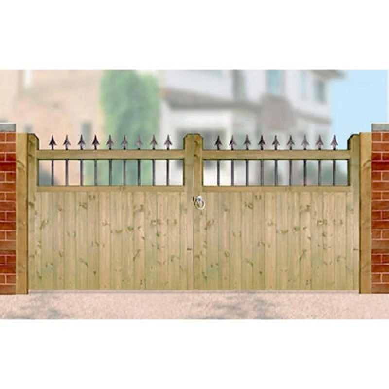 Image of Burbage Iron Craft Hampto Wooden Driveway Garden Gates 2400mm Wide X 1200mm High Had30