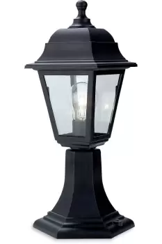 Oslo 1 Light Pedstal Lantern Pillar Black Resin IP44 E27