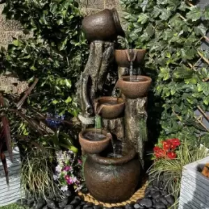 Image of 6 Flowing Bowls Solar Powered Water Feature