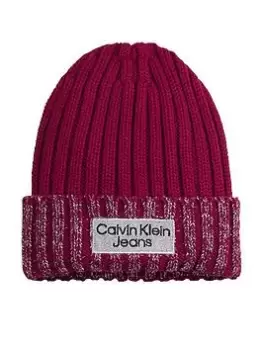 Image of Calvin Klein Jeans Kids Silver Coated Beanie Hat - Berry