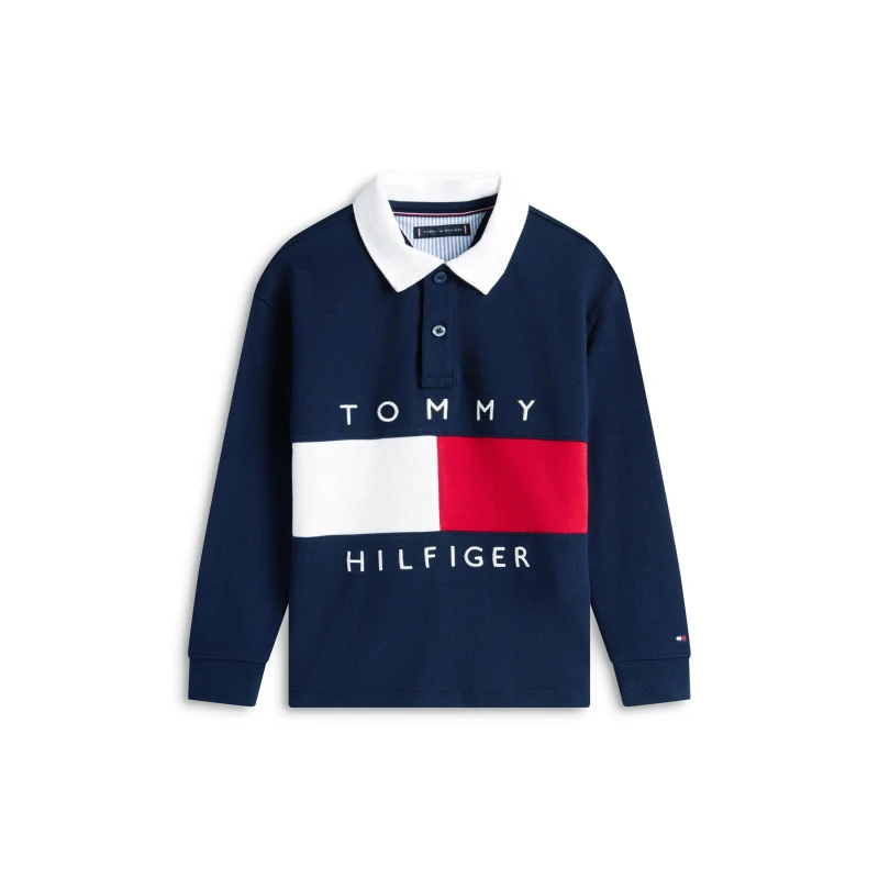 Image of Tommy Hilfiger Kids Heritage Long Sleeve Polo Shirt Night Navy C1G male 16Y