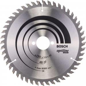 image of Bosch Optiline Wood Cutting Saw Blade 190mm 48T 30mm