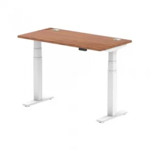 Image of Air 1200/600 Walnut Height Adjustable Desk with Cable Ports with White Legs