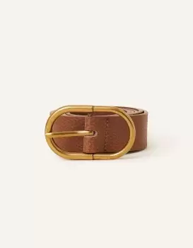 Image of Accessorize Womens Antique Effect Buckle Belt Tan, Size: M