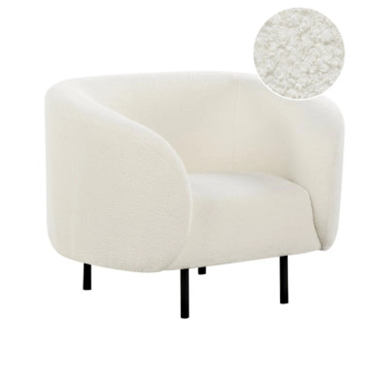 Image of Beliani Boucle Armchair White And Black Loen