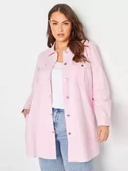 Image of Yours Clothing Shacket Pink, Size 30-32, Women