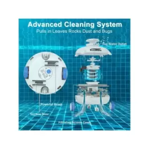 image of Cordless Robotic Pool Cleaner - Powerful Suction Rechargeable Battery Pool Vacuum - White