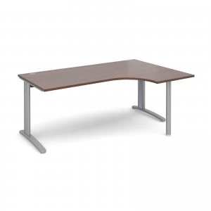 image of TR10 Right Hand Ergonomic Desk 1800mm - Silver Frame Walnut Top