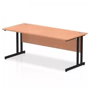 Image of Impulse 1800 x 800mm Straight Desk Beech Top Black Cantilever Leg