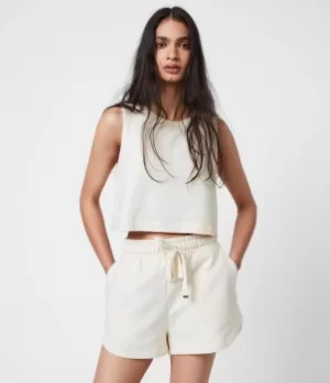 Image of AllSaints Womens Lila Crop Sweat Top, Ecru White, Size: 10