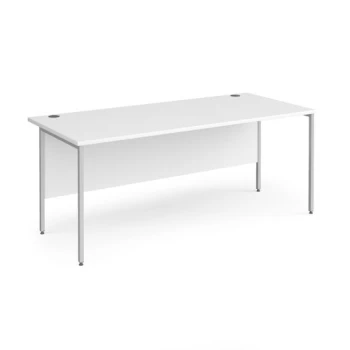 Image of Office Desk 1800mm Rectangular Desk With H-Frame Leg White Tops With Silver Frames 800mm Depth Contract 25