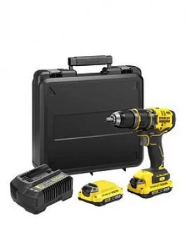 image of Stanley Fatmax Sfmcd721D2K-Gb V20 18V Lithium Ion Brushless Combi Hammer Drill With, 2X 2.0Ah Batteries & Kit Box