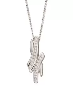 image of Recycled Sterling Silver & CZ Criss Cross Pendant Necklace