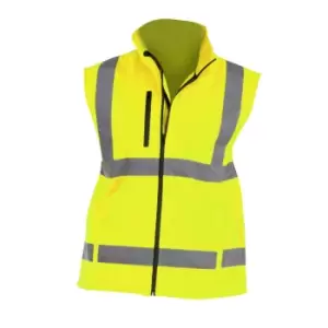 Image of Yoko Mens Hi Vis Softshell Bodywarmer / Workwear (XL) (Hi-Vis Yellow)