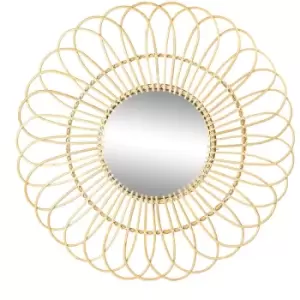 Image of Rose 91cm Wooden Rattan Wall Mirror - Brown - Nicola Spring