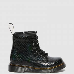 Image of Dr. Martens Toddlers 1460 Patent Lamper Lace Up Boots - Black Reptile Emboss - UK 6 Toddler