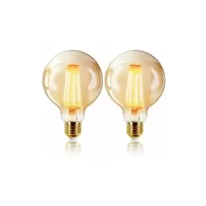 Image of 6W LED Filament Ball Bulb E27, 125 x 175mm, 2200K (Pack of 2)