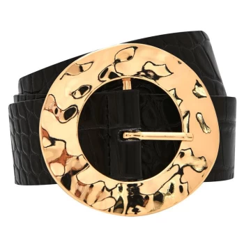 Image of Biba Hammered Buckle Belt - Black Croc